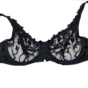 Set of 4 Soma 36C Black Lace Unlined Underwire Bras.